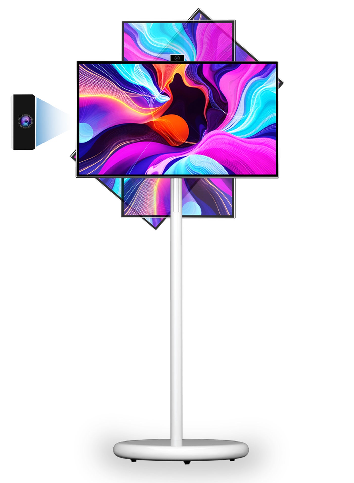 Portable TV 21.5 Inch Smart Television with Stand on Wheels Full HD Android 13, Battery Operated, Touch Screen Monitor 8MP Camera, WiFi, HDMI USB Bluetooth, 6GB+128GB, Voice Remote, Camping Outdoor
